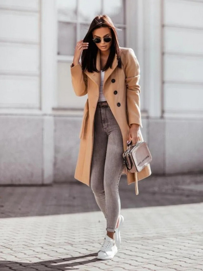 Abrigo Trench Mujer Doble Botonadura Slim Fit