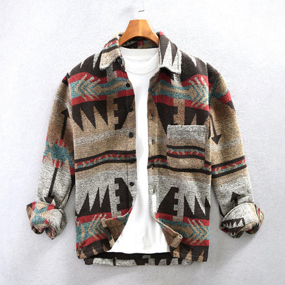 Sobrecamisa hombre de lana manga larga con botones y bolsillos