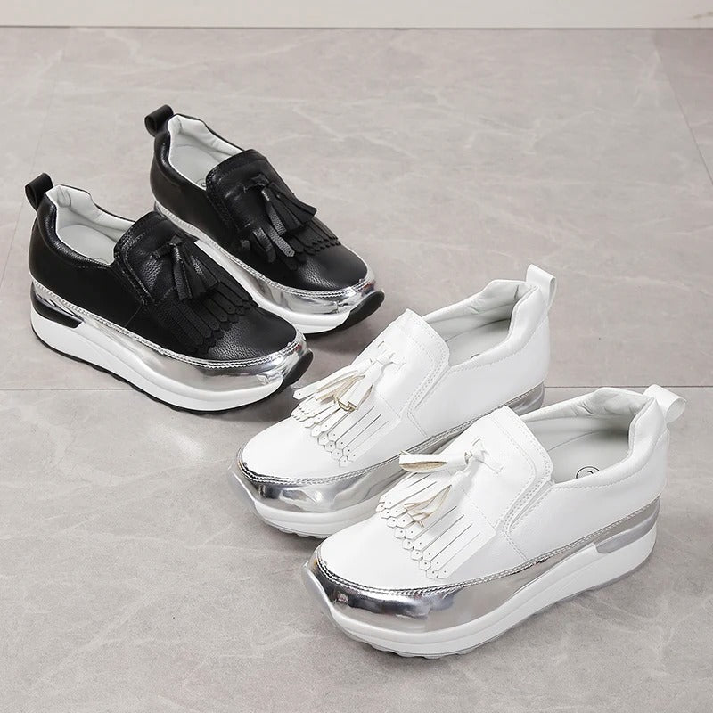 Zapatillas Mujer con Plataforma y Detalles de Flecos