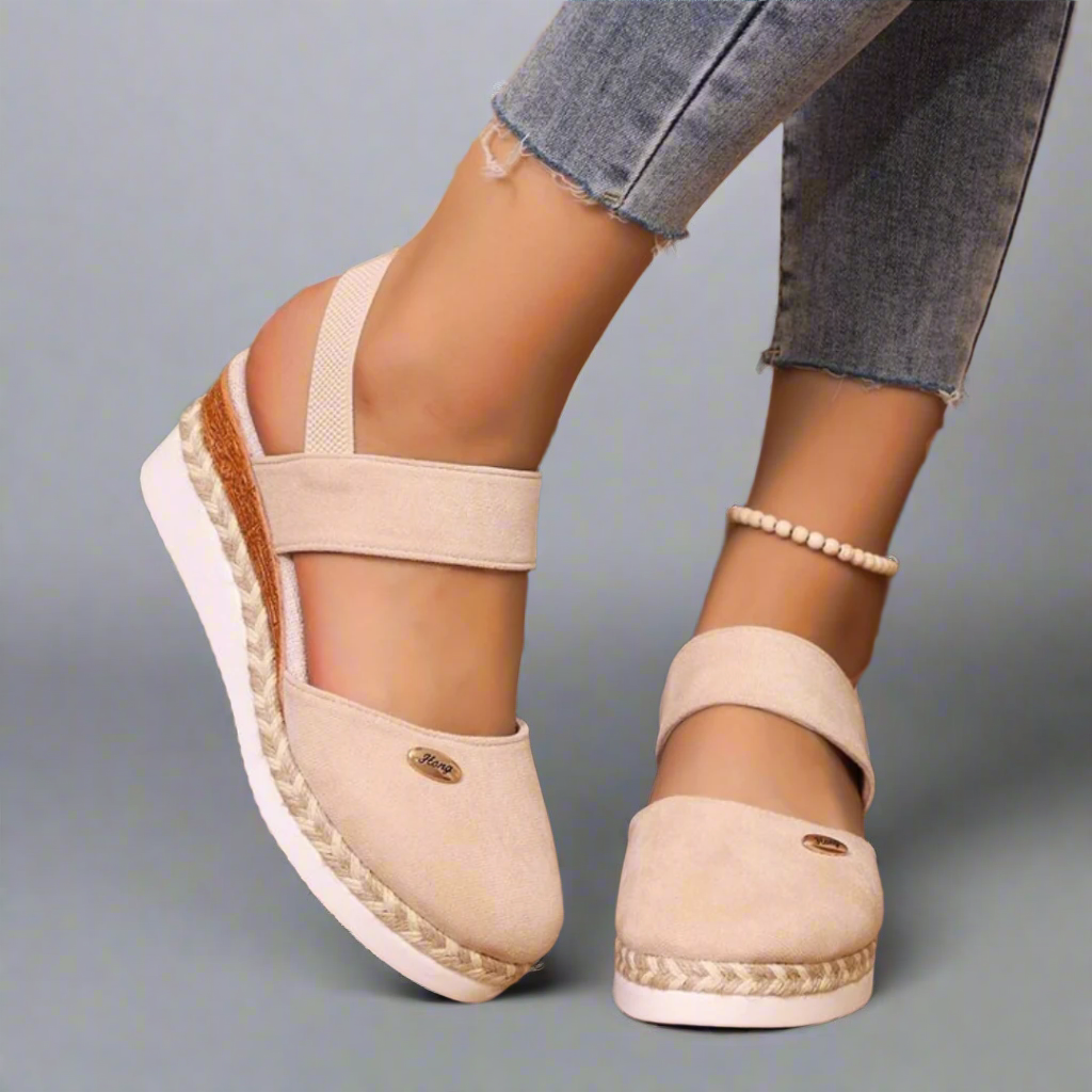 Sandalias Cuña Mujer Banda Ancha Comodas
