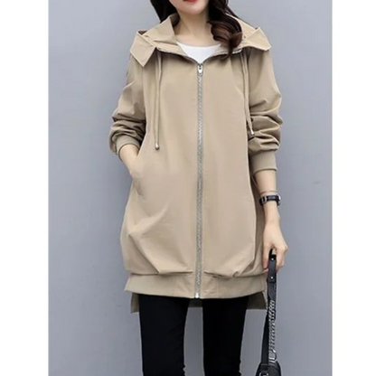 Trench Coat Mujer Ligero con Cremallera Corte Relajado