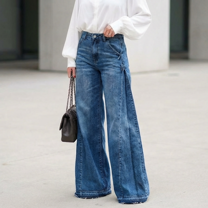 Vaqueros Mujer Oversize Algodón Cintura Alta Pierna Ancha