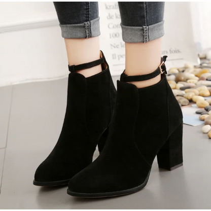 Botines Mujer con Hebilla Tacón Alto de Bloque