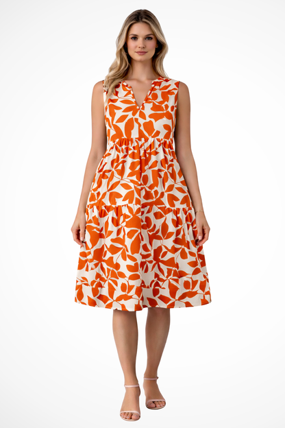 Vestido midi mujer sin mangas escote en V estilo bohemio