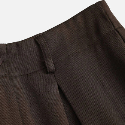 Pantalones Mujer Jacquard Pierna Ancha Cintura Alta Pinzas