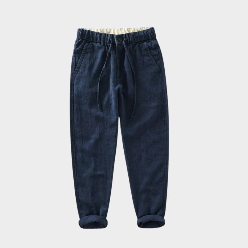 Pantalones Hombre de Lino y Algodón Corte Recto Cintura Elástica