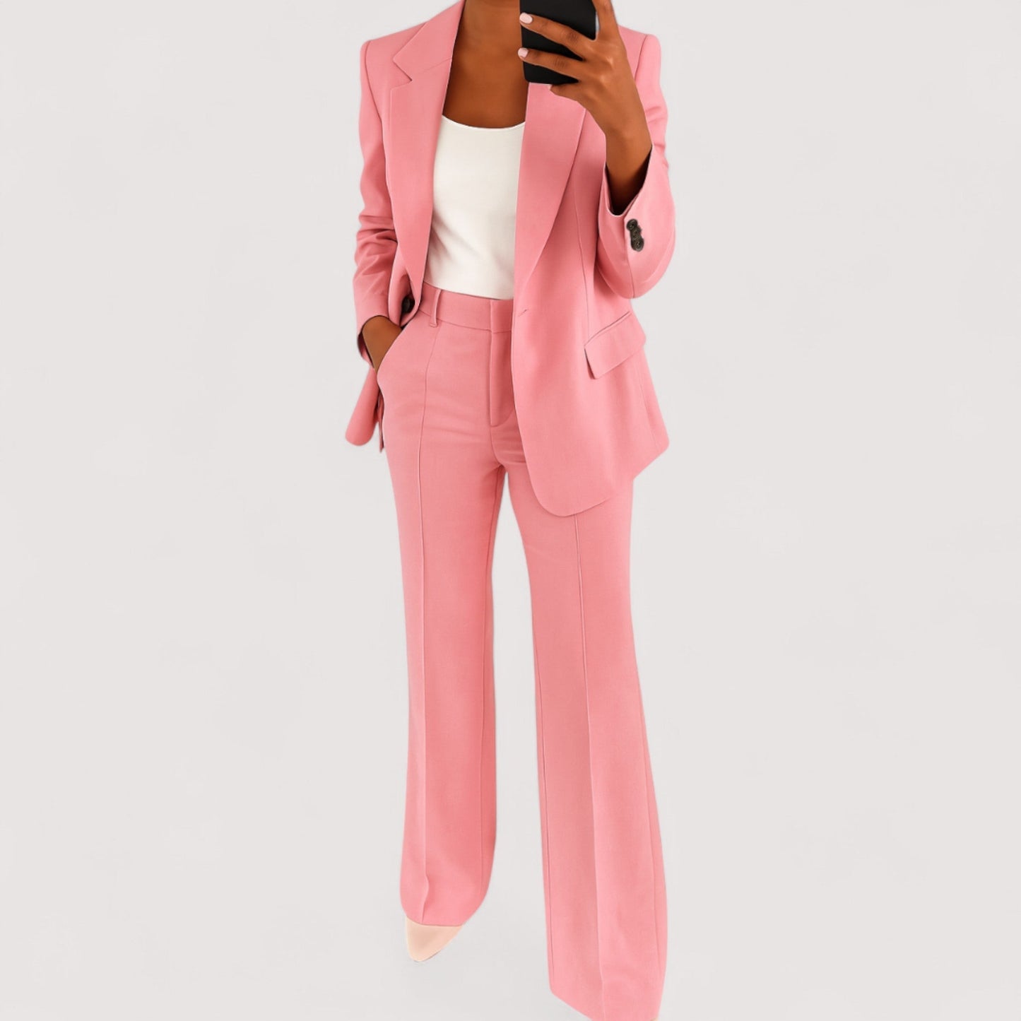 Traje dos piezas mujer elegante corte recto