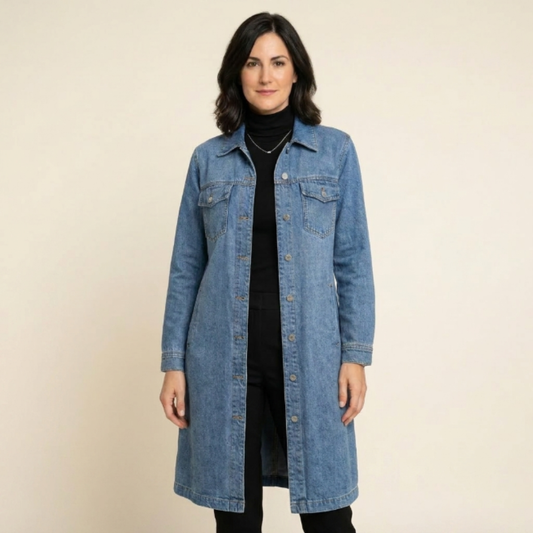 Chaqueta Larga Unisex Vaquera con Botones - Mavetta