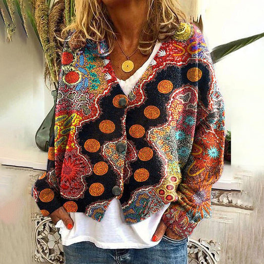 Jersey Mujer de Punto Bohemio Estampado Suave - Mavetta