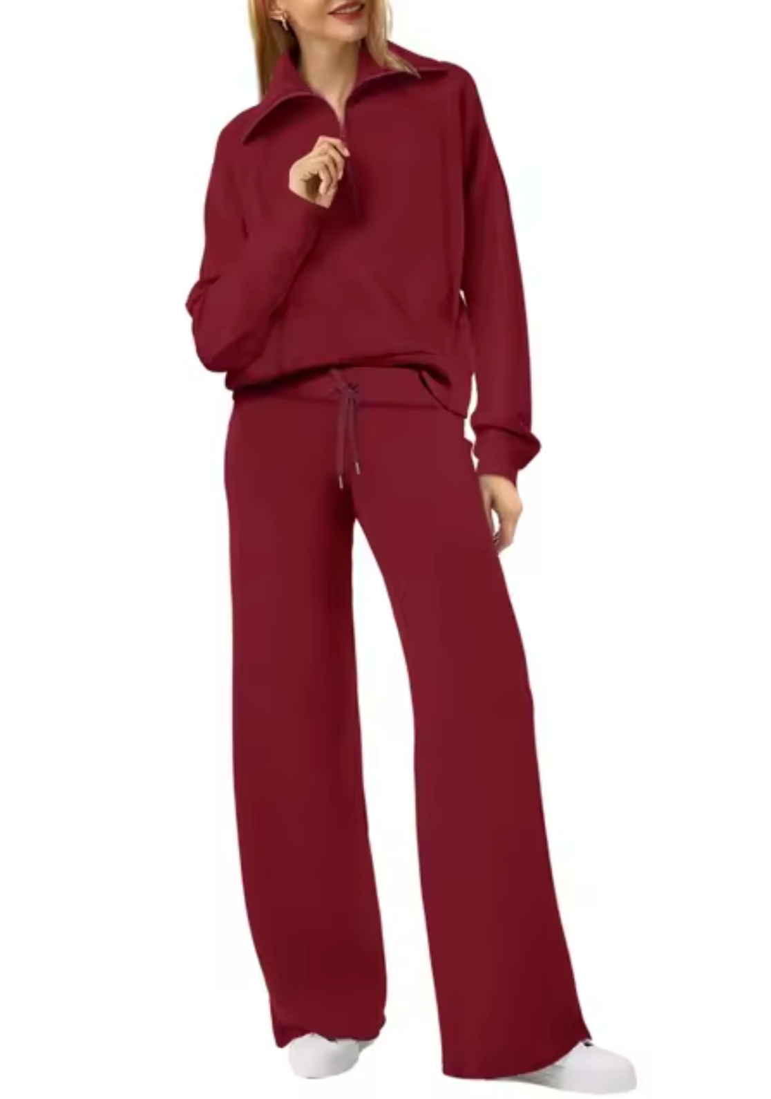 Sudadera Mujer con Cuello Alto y Puños Ajustados
