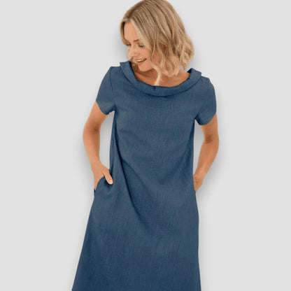 Vestido Verano Mujer A-Línea Cuello Bardot Casual