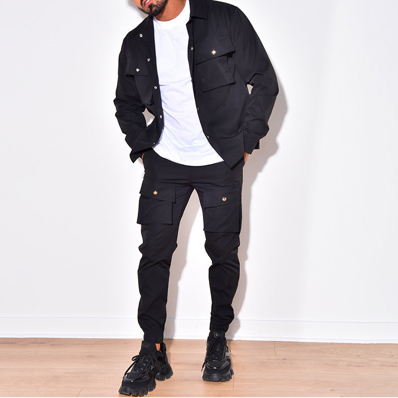 Conjunto Hombre Cargo Algodón Sudadera Pantalón Ajustado - Mavetta