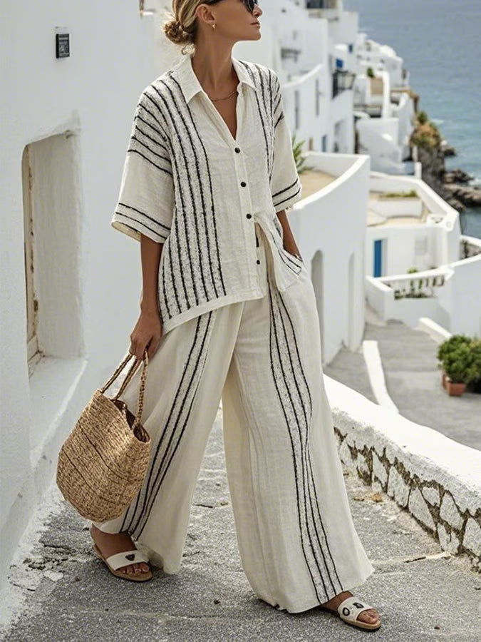 Conjunto Mujer de Lino Transpirable Estilo Verano Confortable