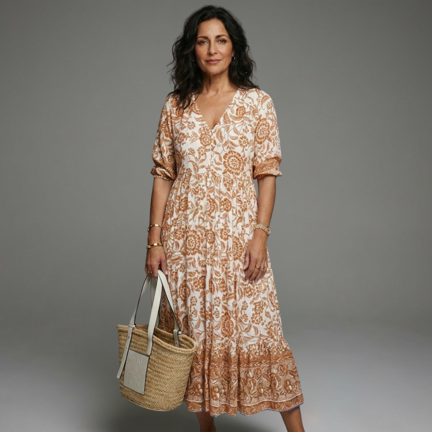 Vestido mujer Veraniego Estampado Floral Escote en V Casual Ligero
