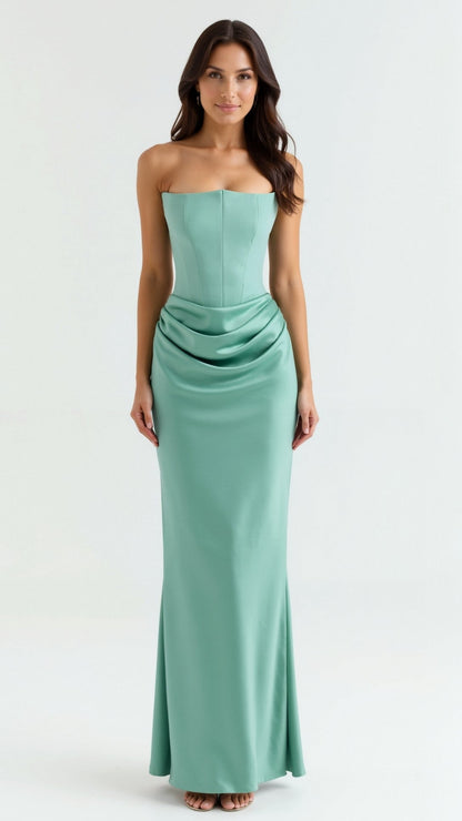 Vestido maxi mujer de boda silueta columna elegante