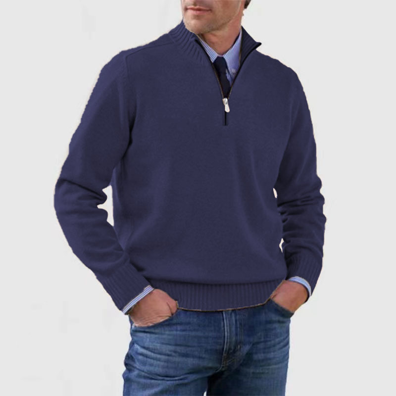 Jersey Hombre de Punto con Media Cremallera Ajustado