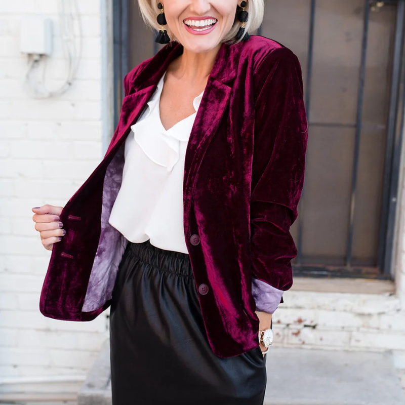 Blazer Mujer de Terciopelo Corte Ajustado Elegante