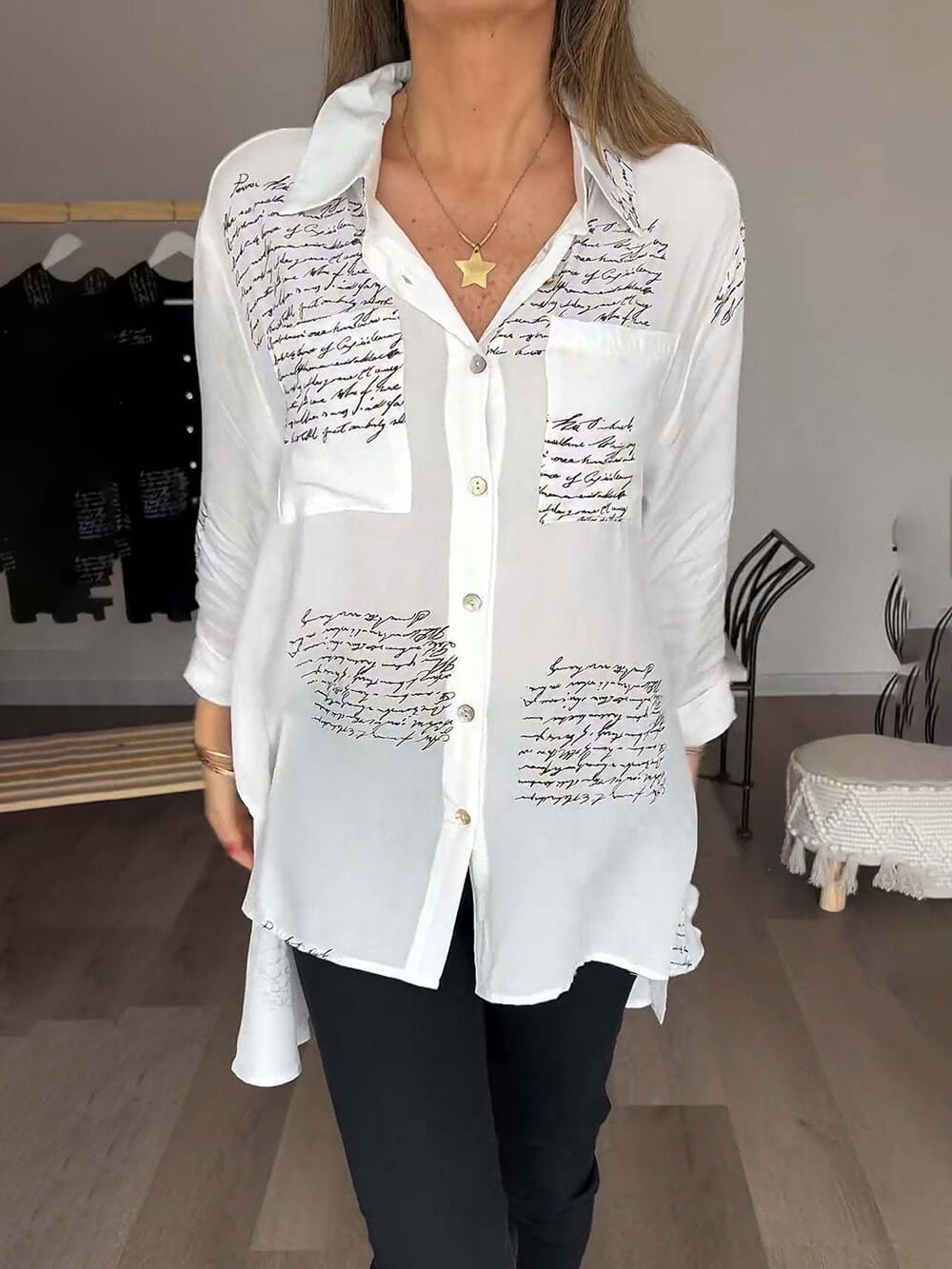 Camisa Mujer Algodón Básica Corte Relajado Estilo Moderno - Mavetta