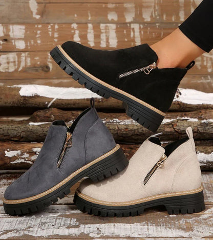 Botines mujer de piel y suela antideslizante