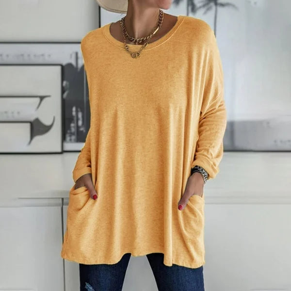 Blusa Mujer Manga Larga Tejido Suave Ajuste Relajado
