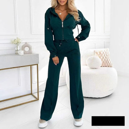 Conjunto Mujer con Cremallera y Capucha Manga Larga