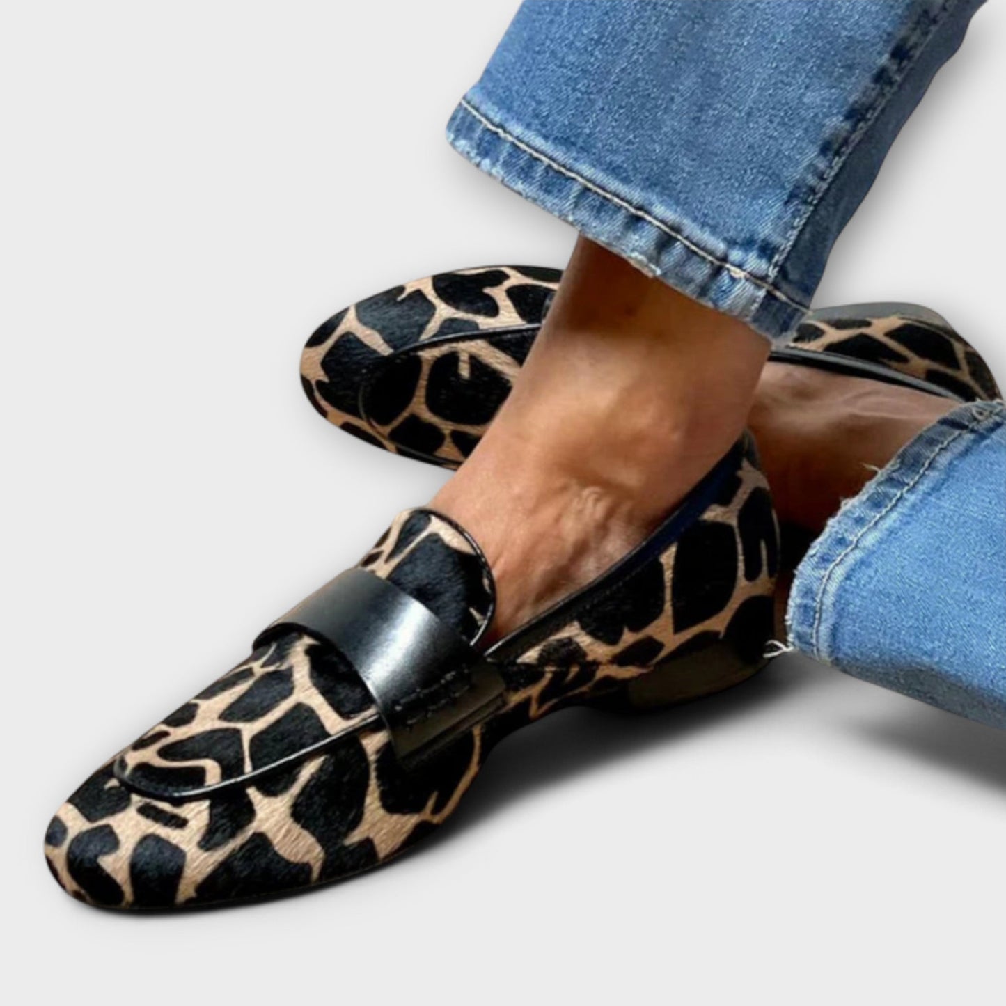 Mocasines Mujer Piel Estampado Animal Ajuste Clásico