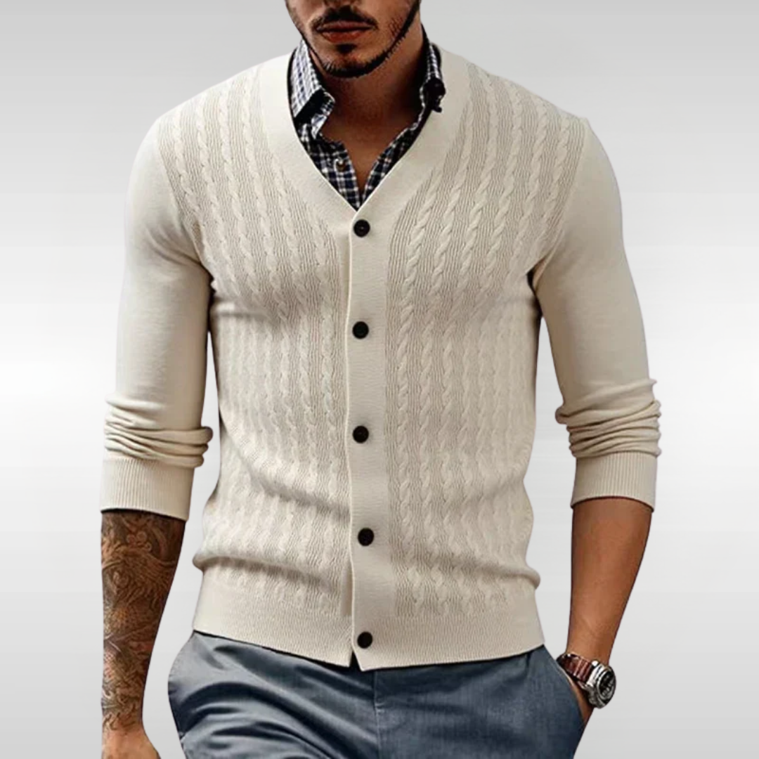 Chaqueta de punto trenzado hombre estilo refinado y cómodo