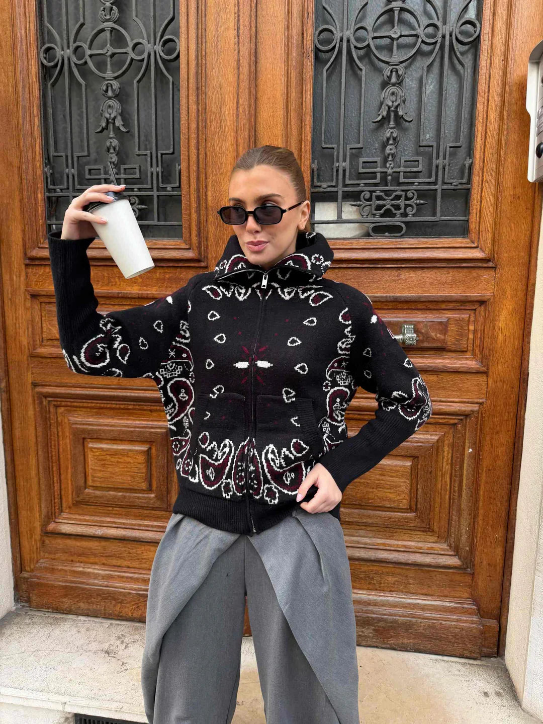 Jersey Mujer de Punto Cuello Alto con Cremallera