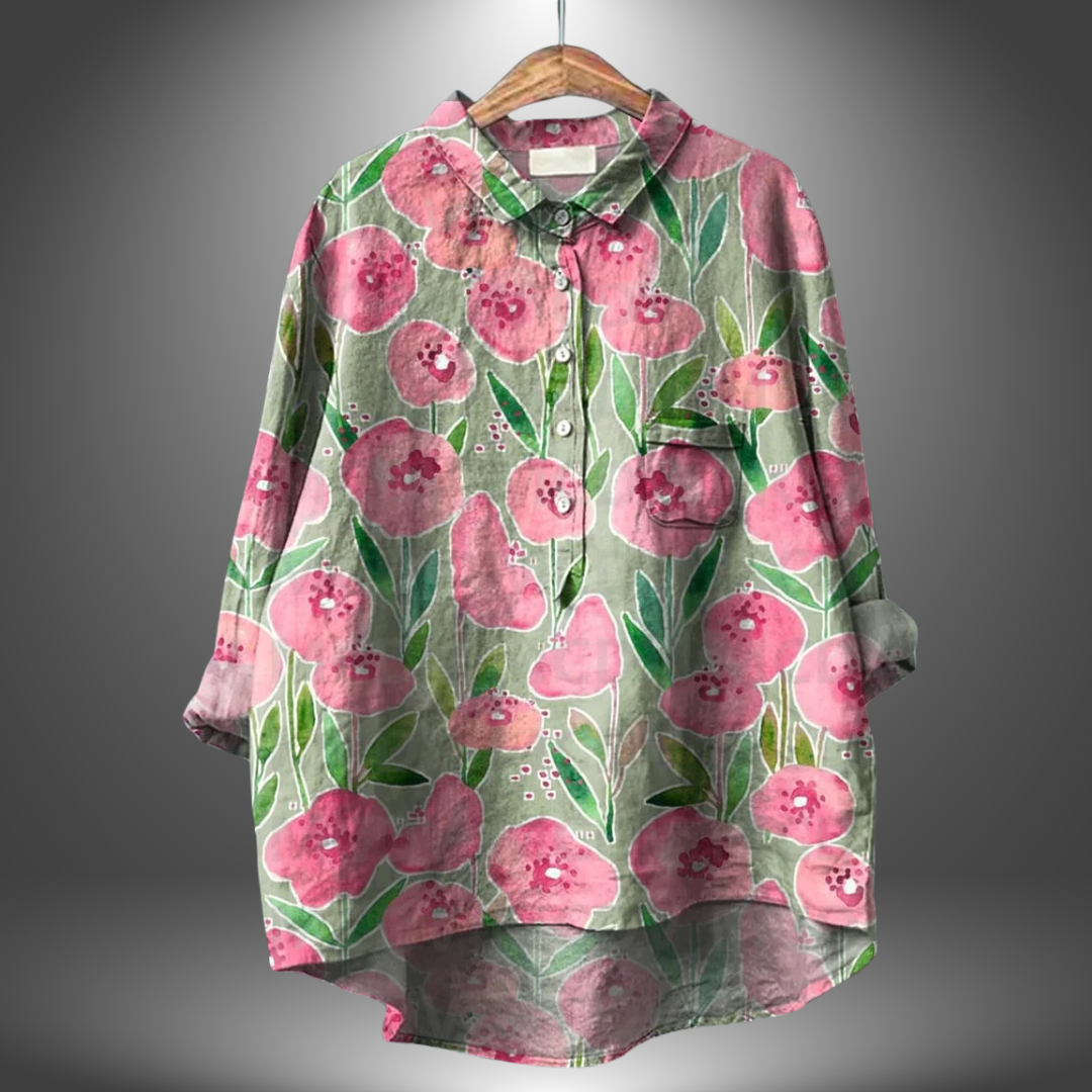 Blusa Mujer Holgada Estampado Artistico Cuello Orsolya