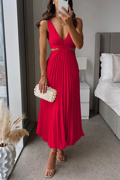 Vestido midi mujer con falda plisada ajustado