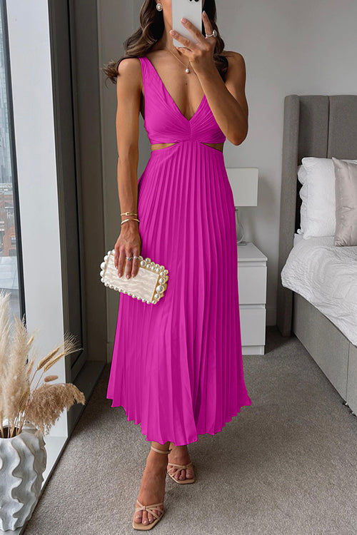 Vestido midi mujer con falda plisada ajustado