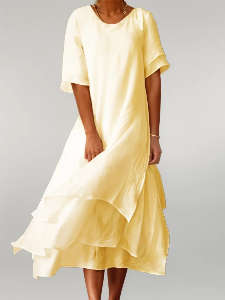Vestido Midi Mujer de Capas Elegante