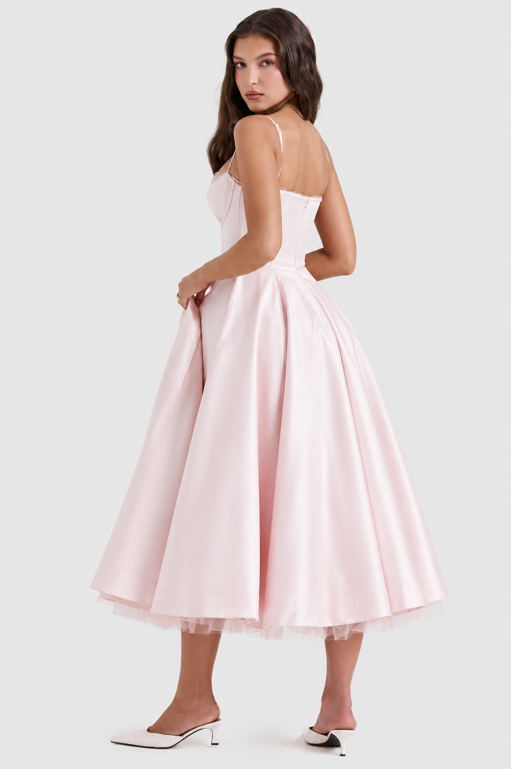 Vestido Midi Mujer de Satén Suave Ajuste Elegante