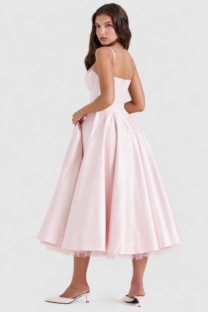 Vestido Midi Mujer de Satén Suave Ajuste Elegante