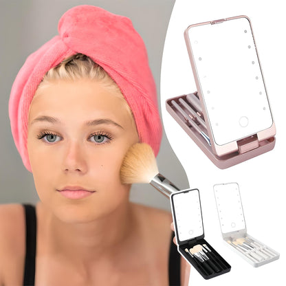 Set de brochas maquillaje Unisex con estuche compacto viaje