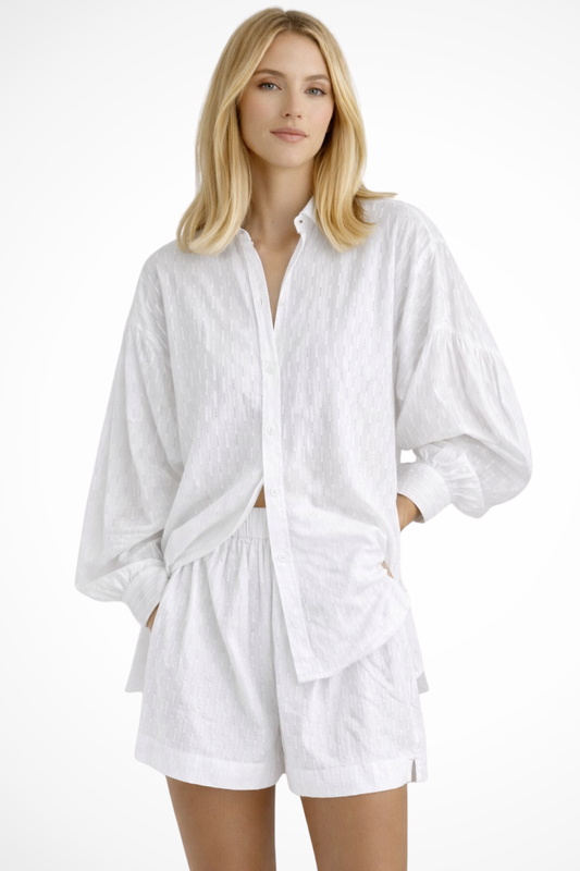 Conjunto Mujer Camisa Broderie y Pantalones Cortos - Mavetta