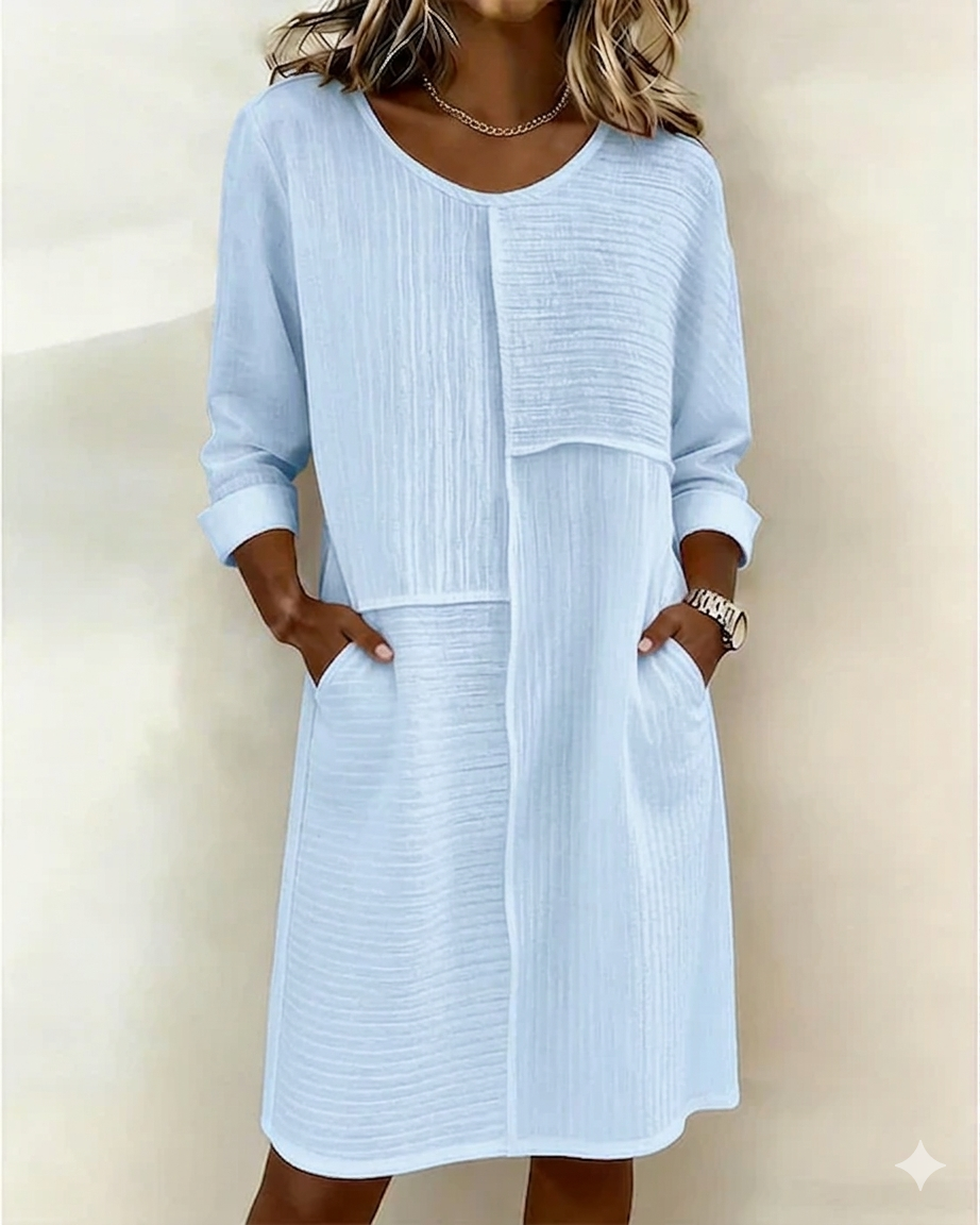 Vestido mujer algodón y lino texturizado cómodo casual verano