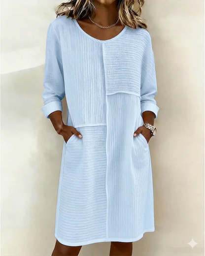 Vestido mujer algodón y lino texturizado cómodo casual verano
