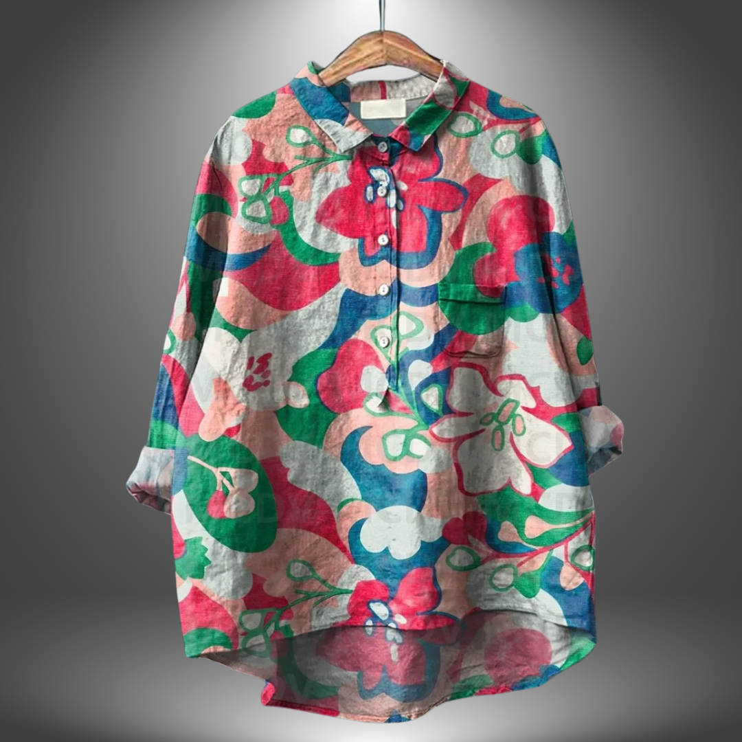 Blusa Mujer Holgada Estampado Artistico Cuello Orsolya