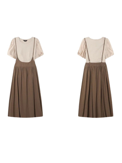 Conjunto Mujer de con Mangas Abullonadas y Falda Midi
