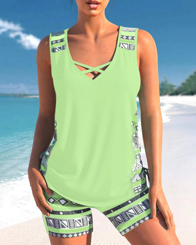 Conjunto deportivo mujer cruzado y shorts verano