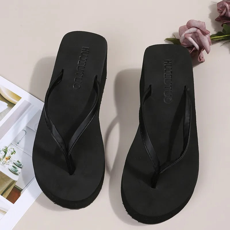 Chanclas Mujer con Cuña y Tira Minimalista