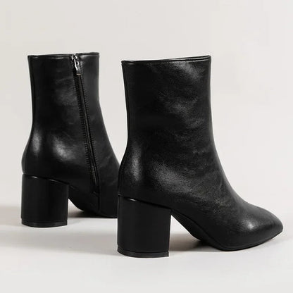 Botines Mujer Tacón Ancho Cremallera Lateral