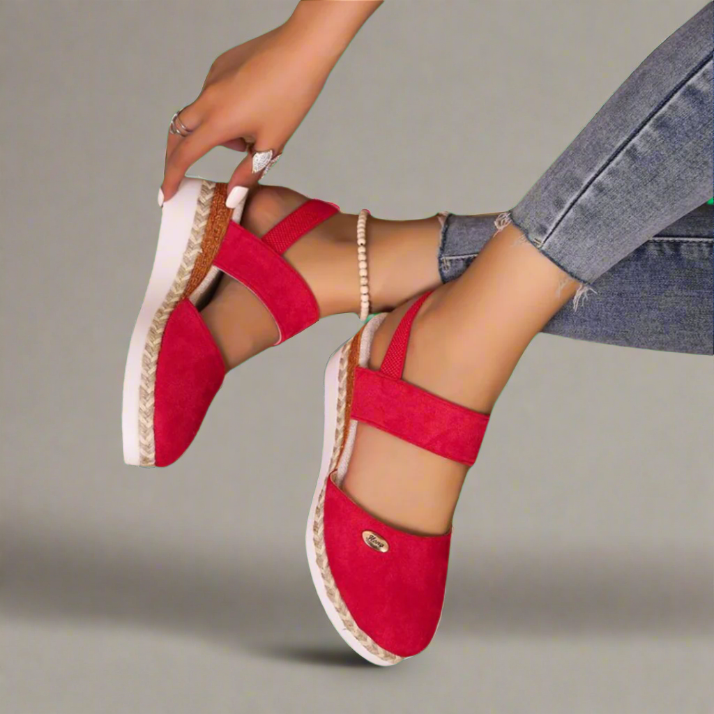 Sandalias Cuña Mujer Banda Ancha Comodas