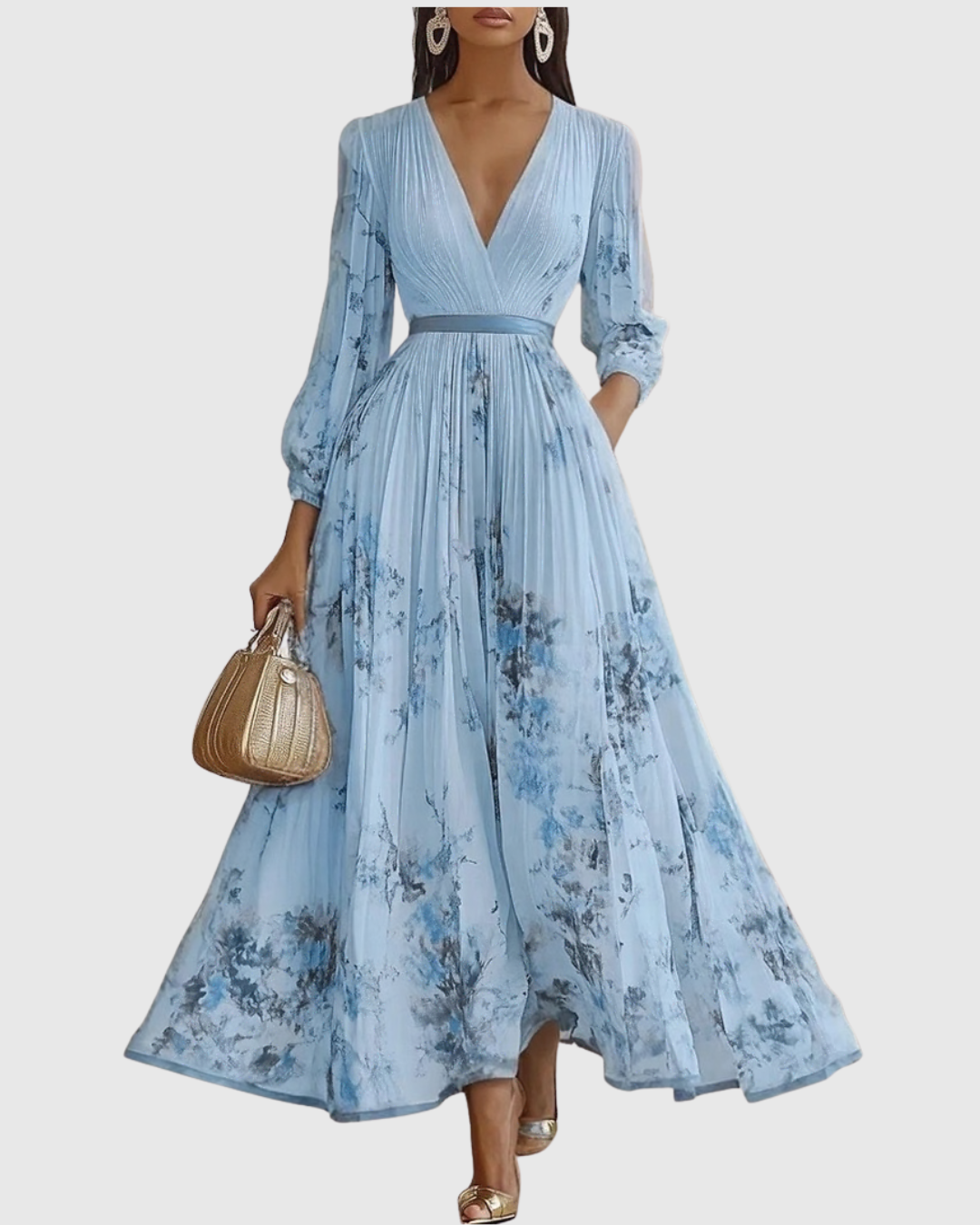 Vestido maxi mujer plisado estilo elegante