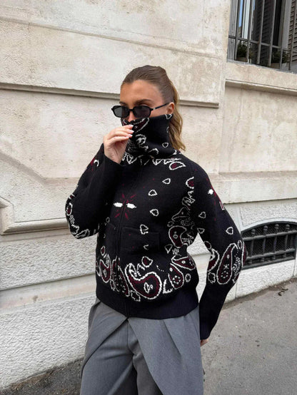 Jersey Mujer de Punto Cuello Alto con Cremallera
