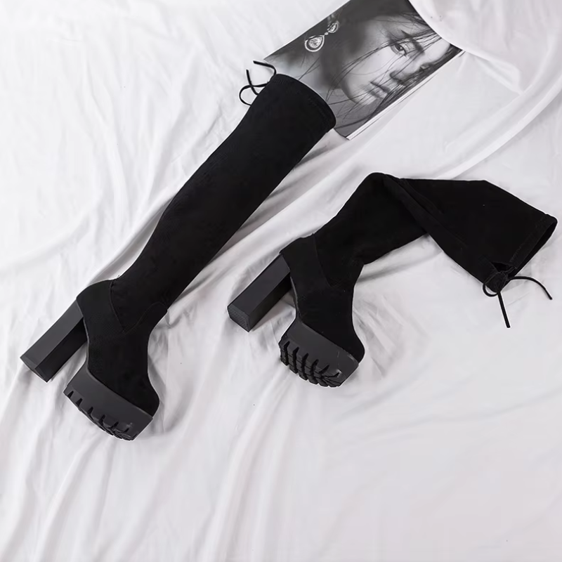 Botas overknee mujer ligeras con tacón alto elegante
