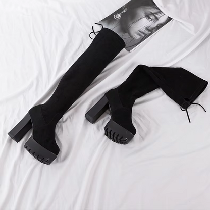 Botas overknee mujer ligeras con tacón alto elegante