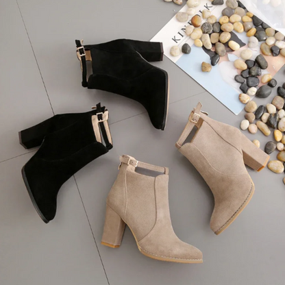 Botines Mujer con Hebilla Tacón Alto de Bloque