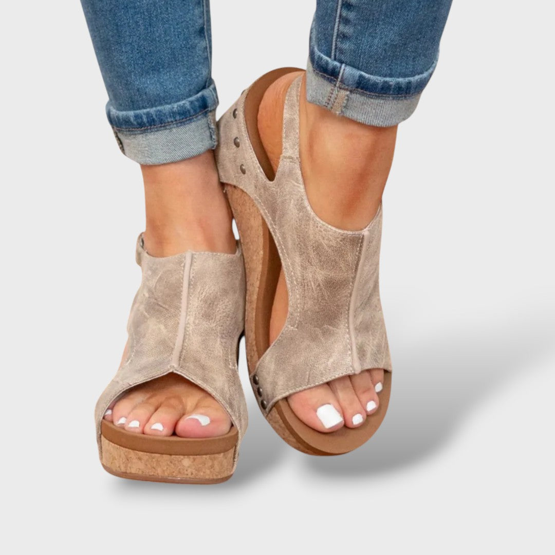 Sandalias Cuña Mujer de Ante Estilo Elegante - Mavetta